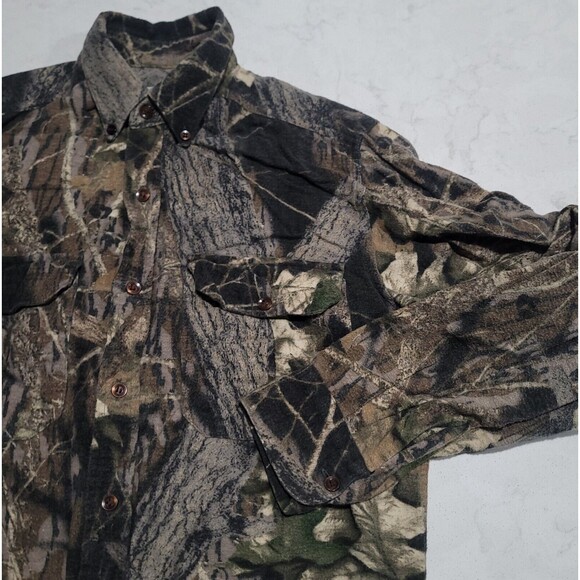 Vintage Ozark Trail Chamois Flannel Shirt Small Mossy Oak Breakup Tree Camo EUC - Picture 1 of 6